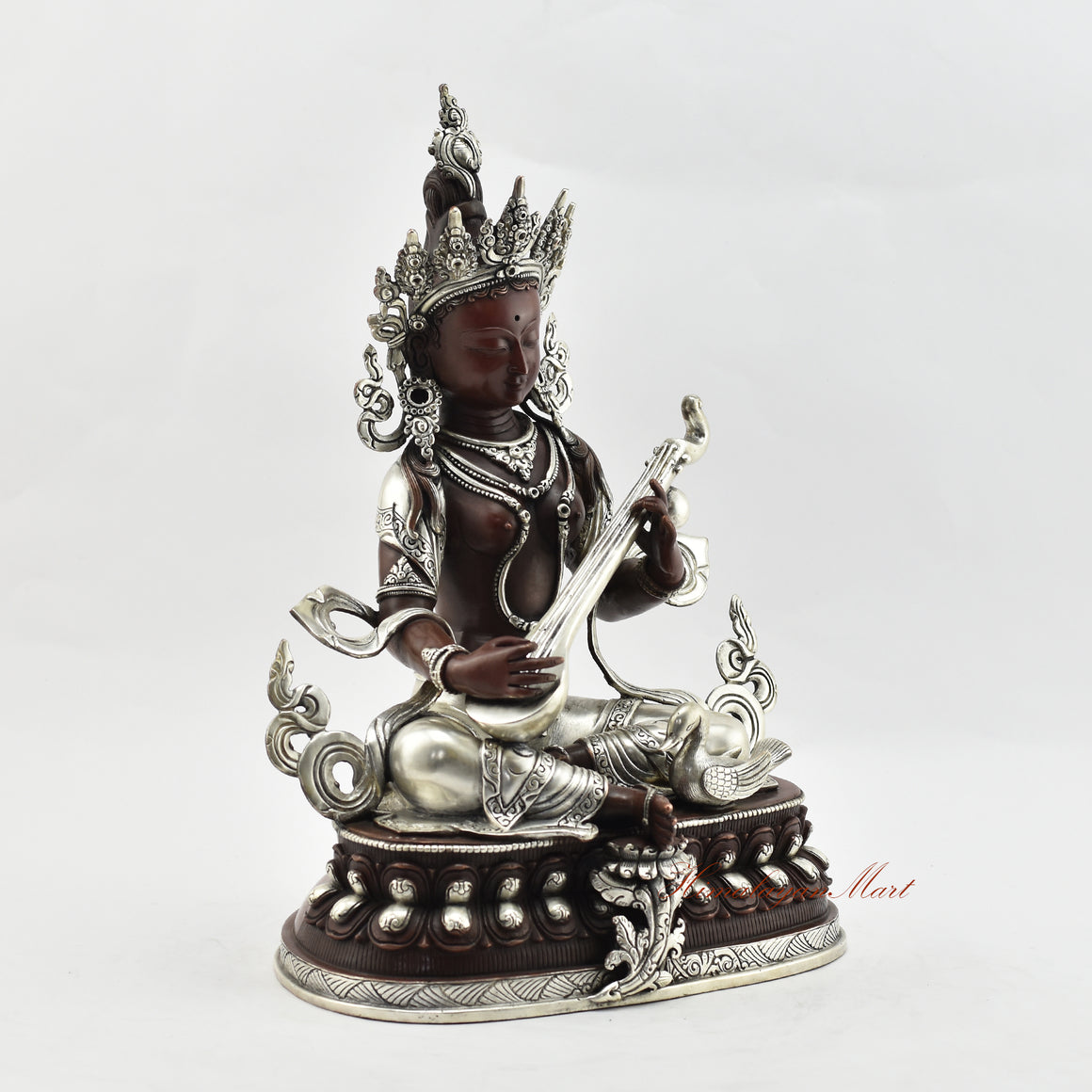 Silver-Plated Saraswati Statue 