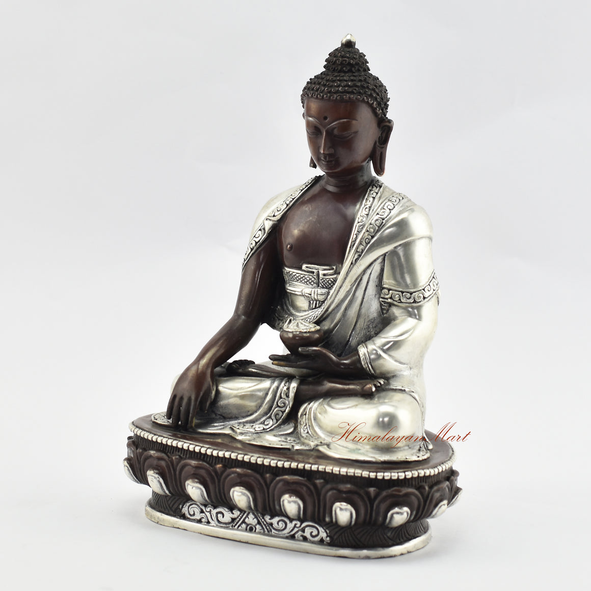 Silver-Plated Tibetan Shakyamuni Buddha Statue