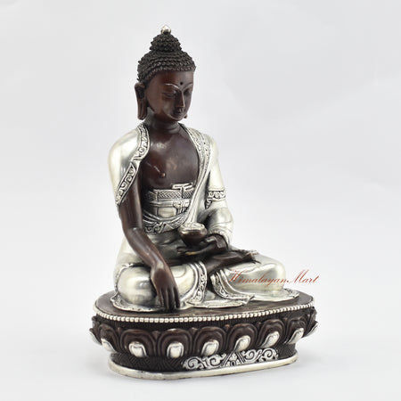 Silver-Plated Buddhist Shakyamuni Buddha Statue