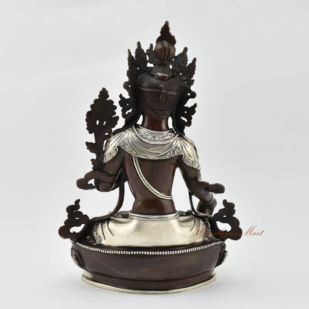 Silver-Plated White Tara Statue Back Detail