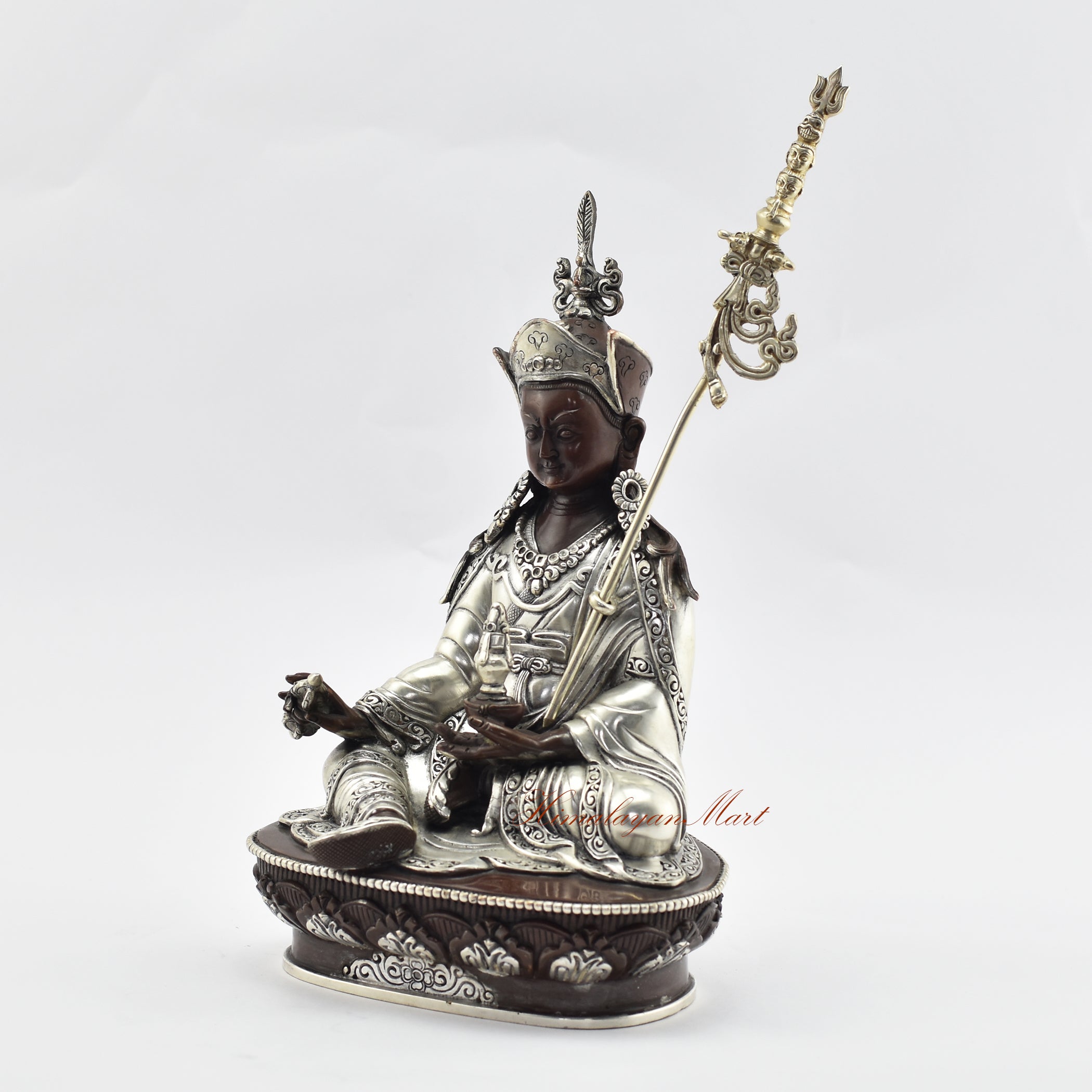 Silver Plated Tibetan Padmasambhava Statue