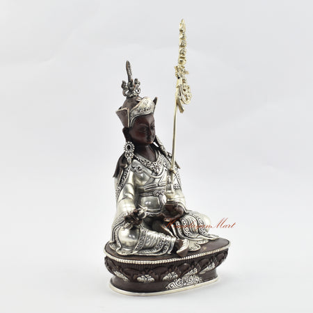 Silver Plated Tibetan Guru Rinpoche Statue