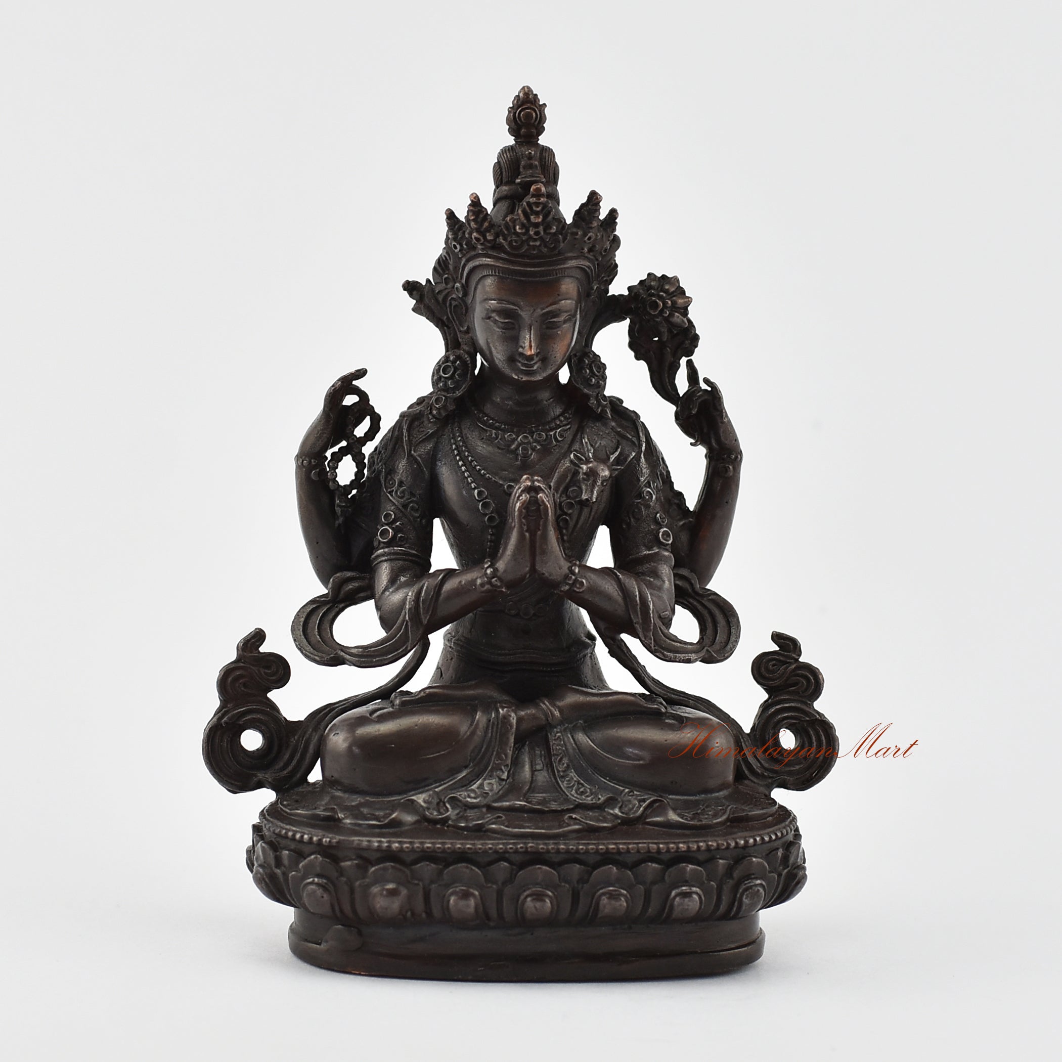 Small Chenrezig Oxidized Statue