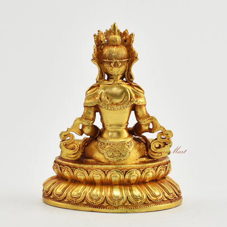 Small Gold-Plated Amitayus Statue Back Detail