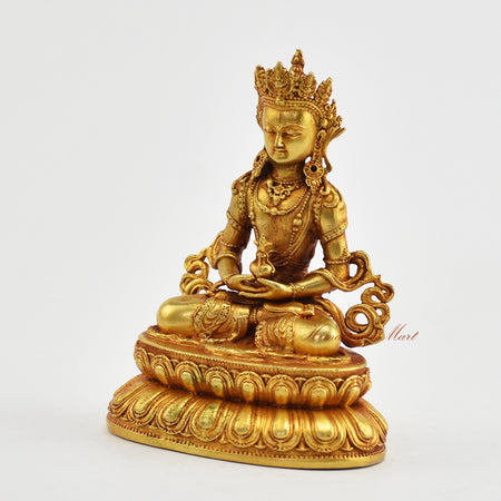 Small Gold-Plated Amitayus Statue Left Detail