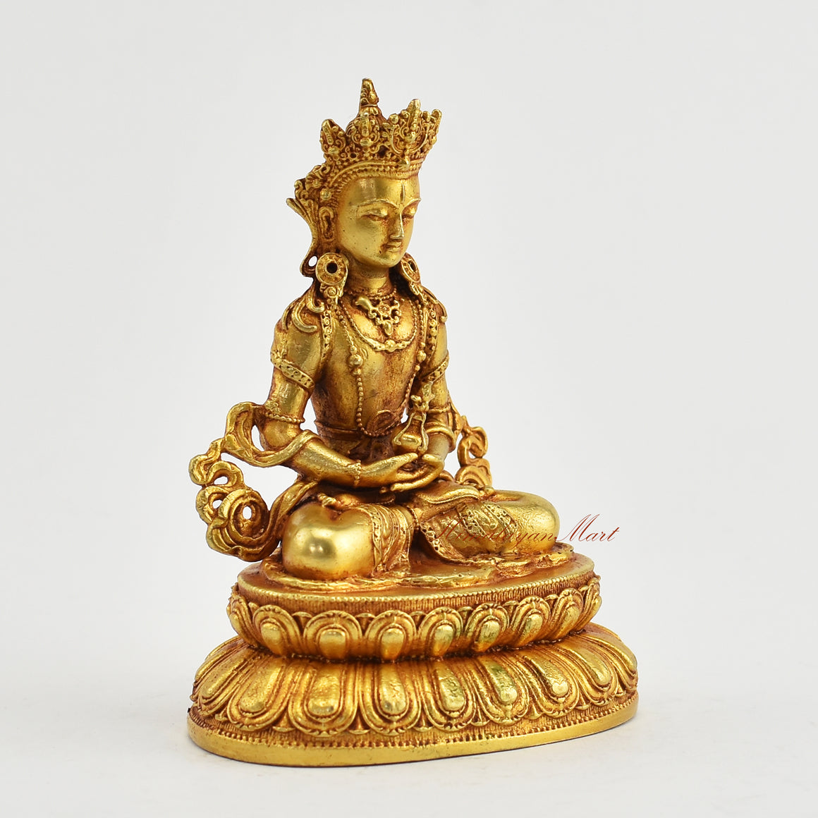 Small Gold-Plated Amitayus Statue Right Detail