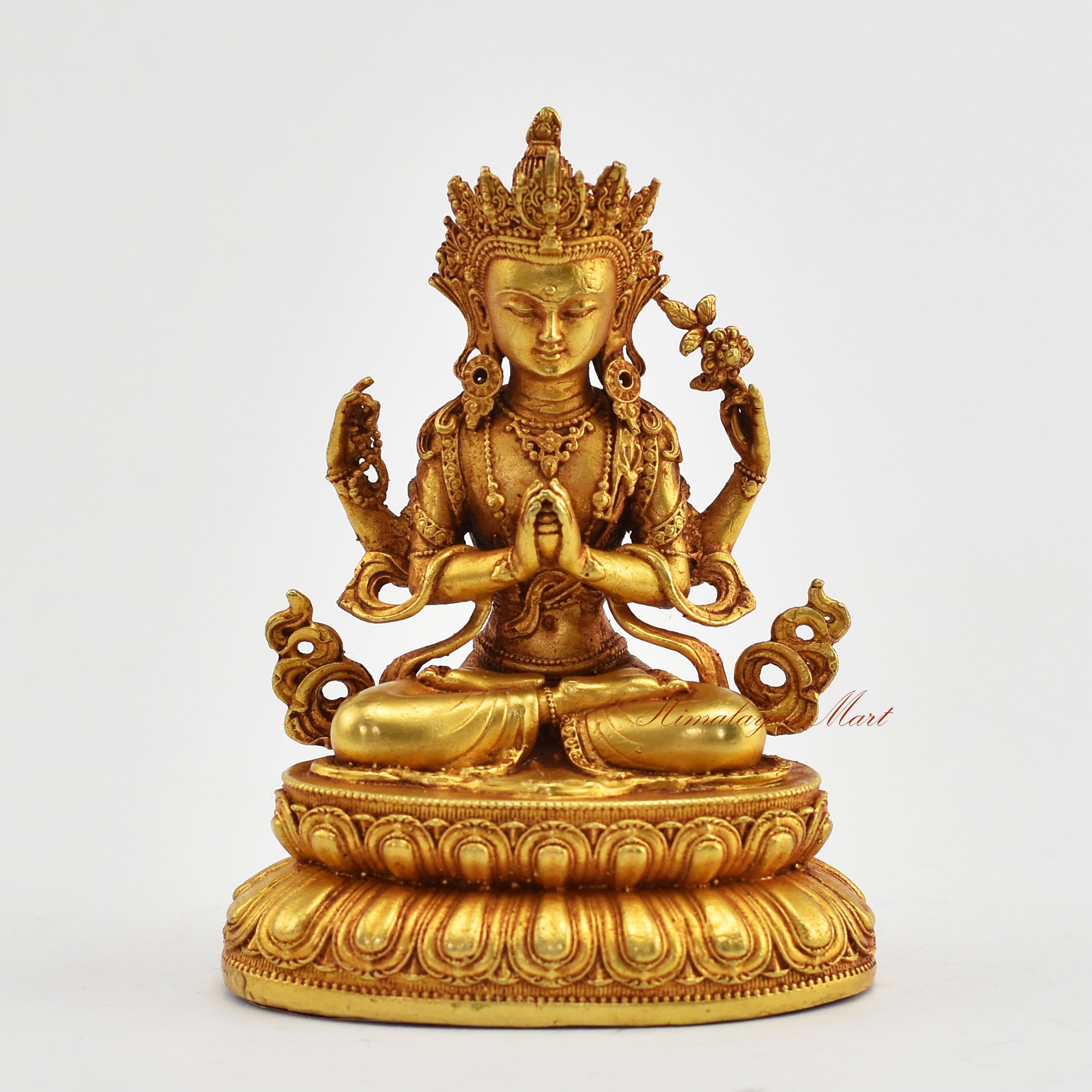 Small Gold-Plated Chenrezig Statue