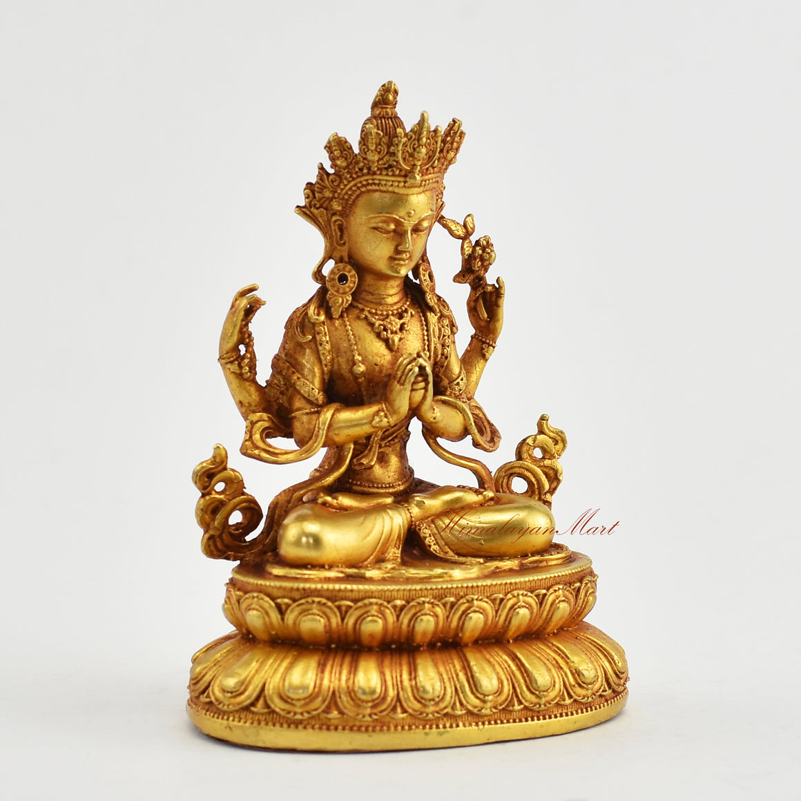 Small Gold-Plated Chenrezig Statue Right Detail