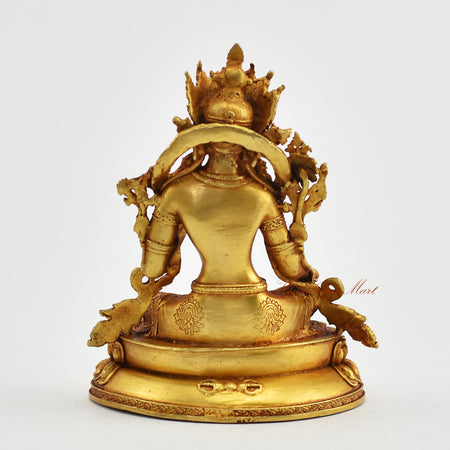 Small Gold-Plated Green Tara Statue Back Detail