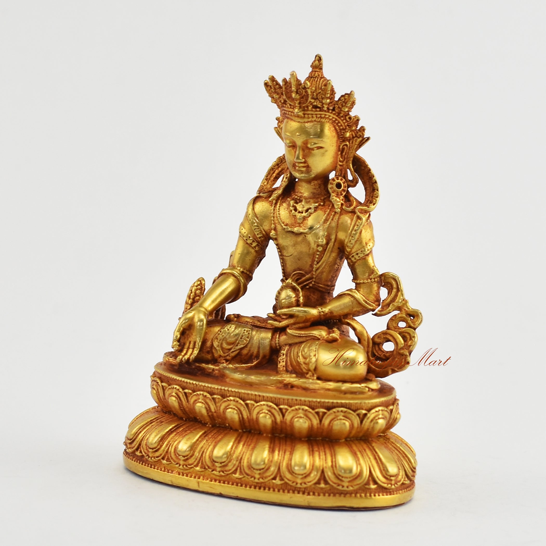 Small Gold-Plated Ksitigarbha Statue Left Detail