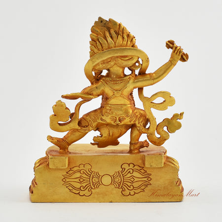 Small Gold-Plated Vajrapani Statue Back Detail without Frame