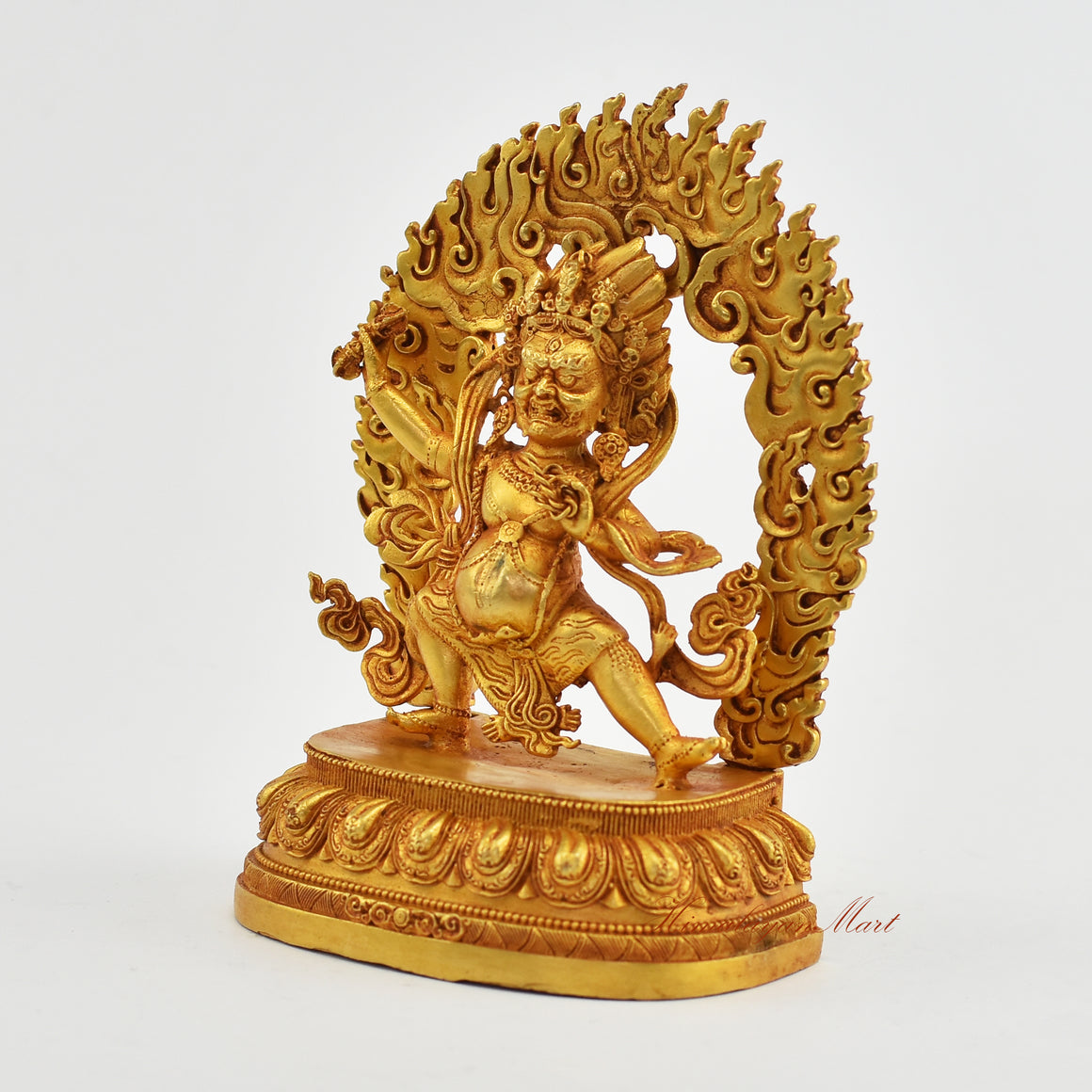 Small Gold-Plated Vajrapani Statue Left Detail