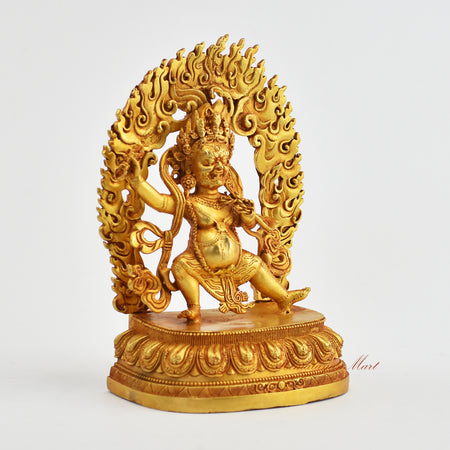 Small Gold-Plated Vajrapani Statue Right Detail