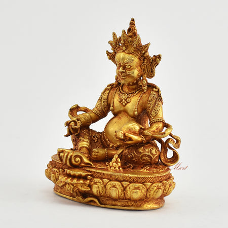 Small Gold-Plated Yellow Dzambhala Statue Left Detail