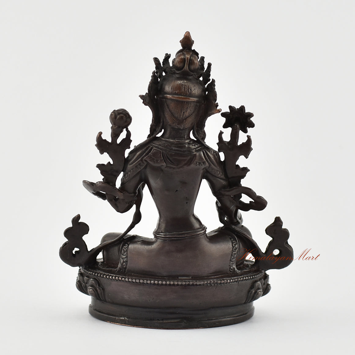 Small Green Tara Oxidized Statue Back Detail