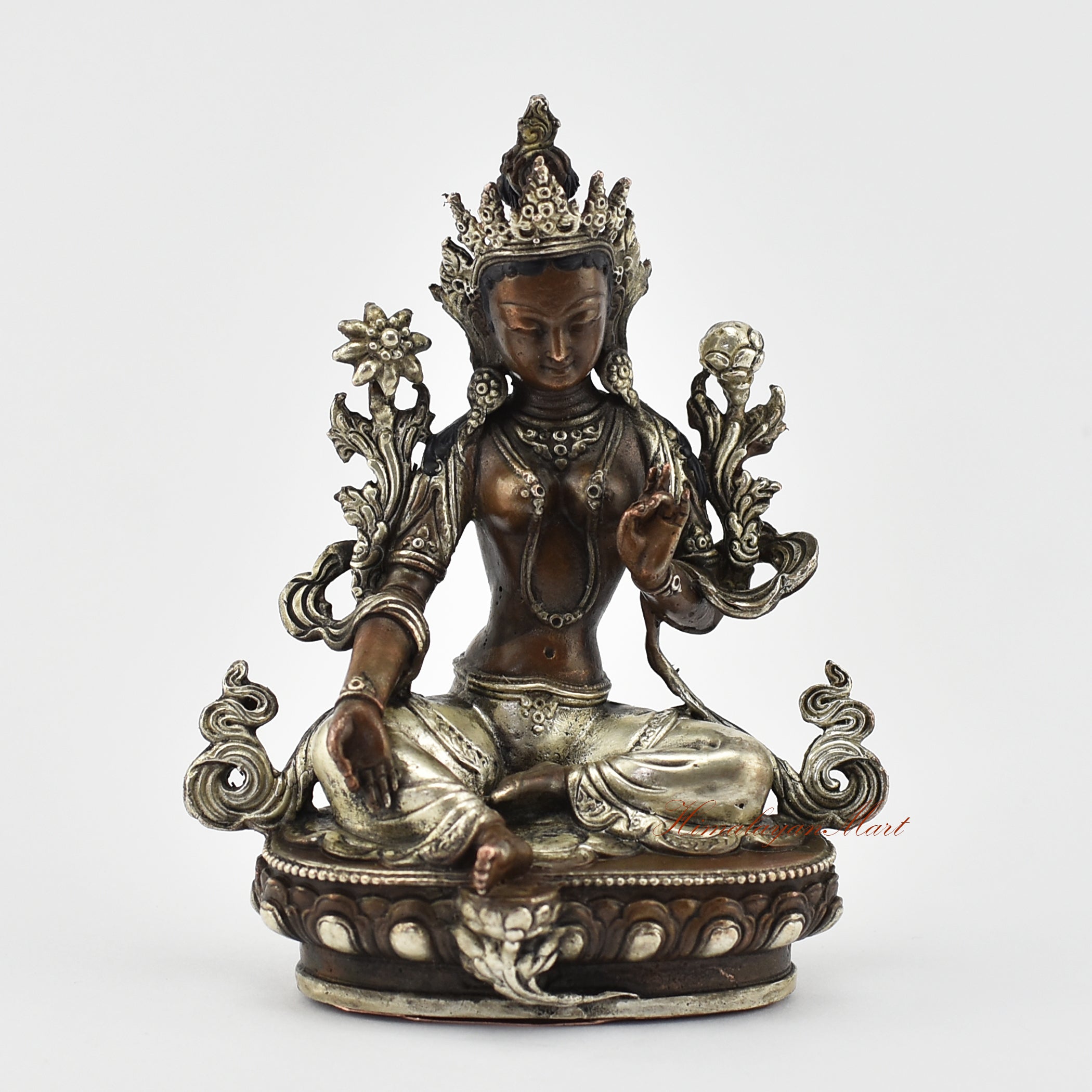 Small Green Tara Silver-Plated Statue