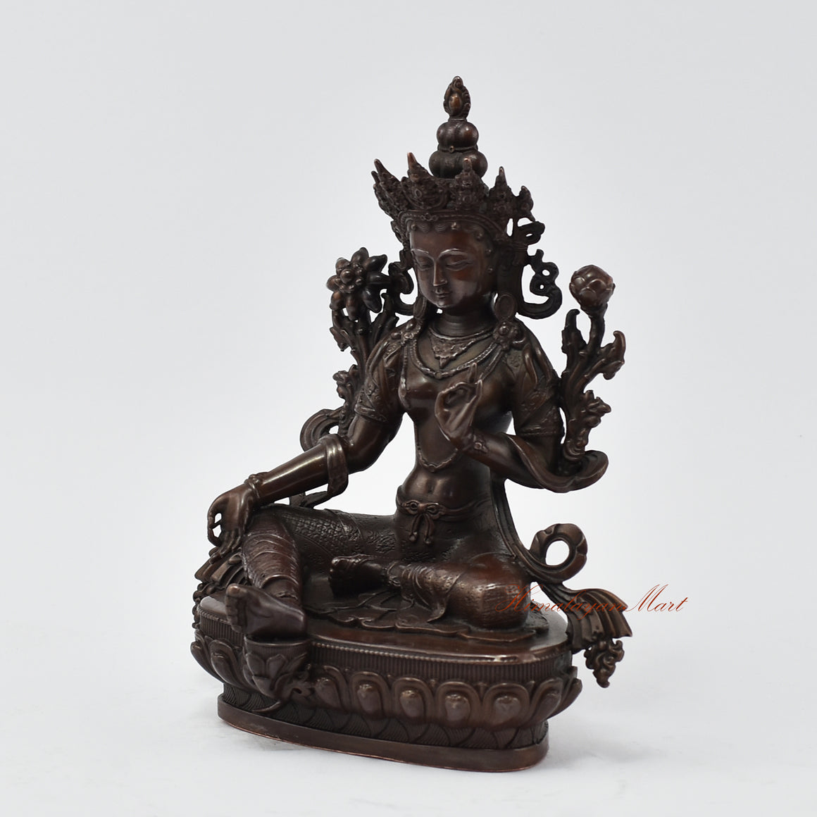 Small Green Tara Statue Left Details