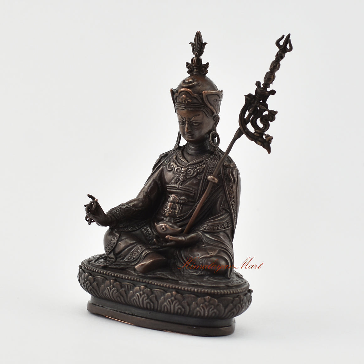 Small Guru Rinpoche Oxidized Statue Left Detail