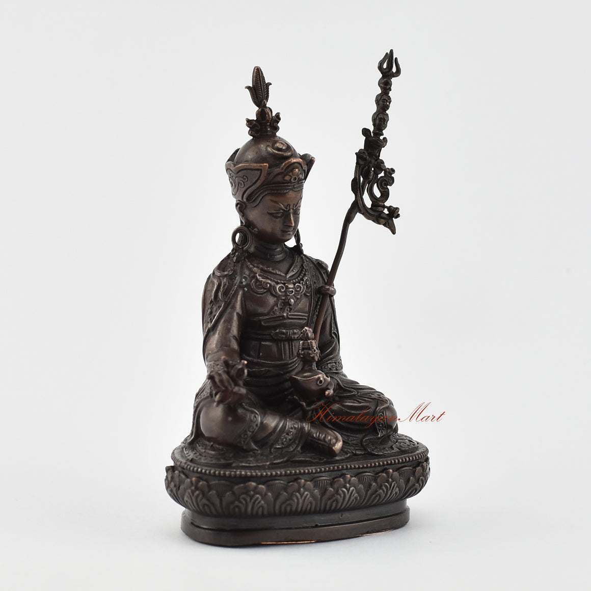 Small Guru Rinpoche Oxidized Statue Right Detail