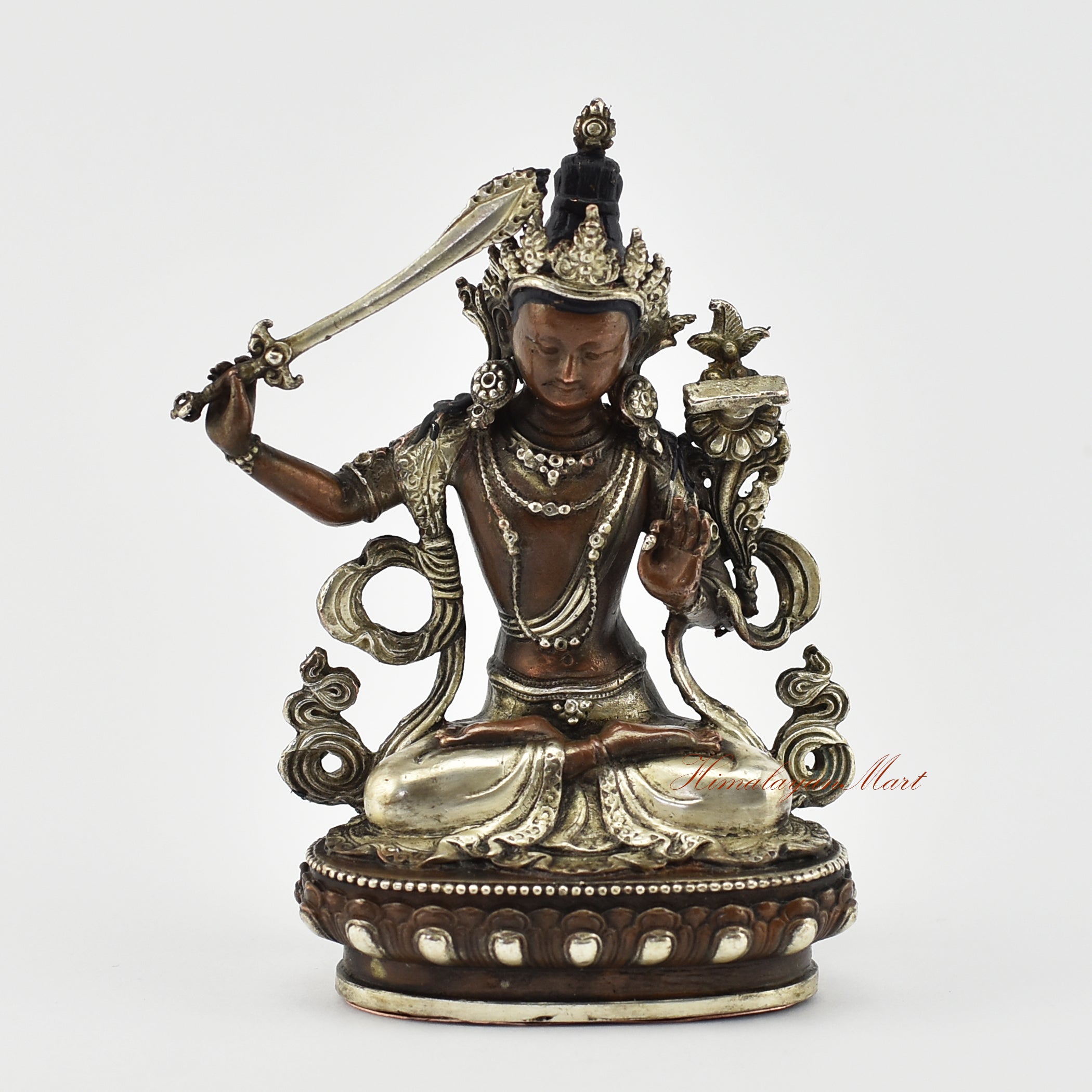 Small Manjushri Silver-Plated Statue