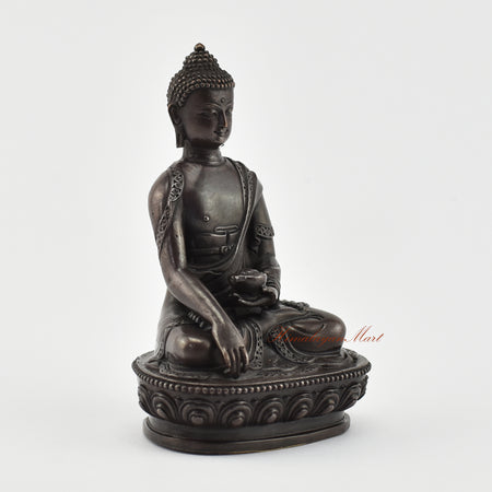 Small Shakyamuni Buddha Oxidized Statue Right Detail