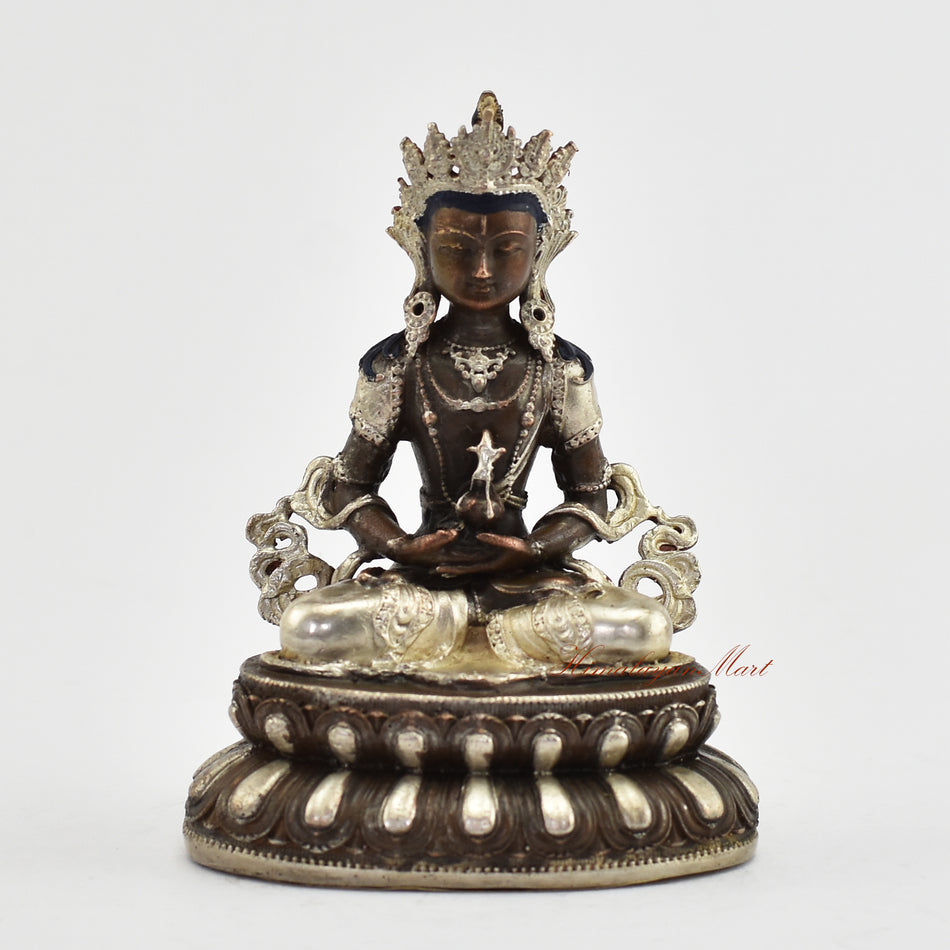 Small Silver-Plated Amitayus Statue