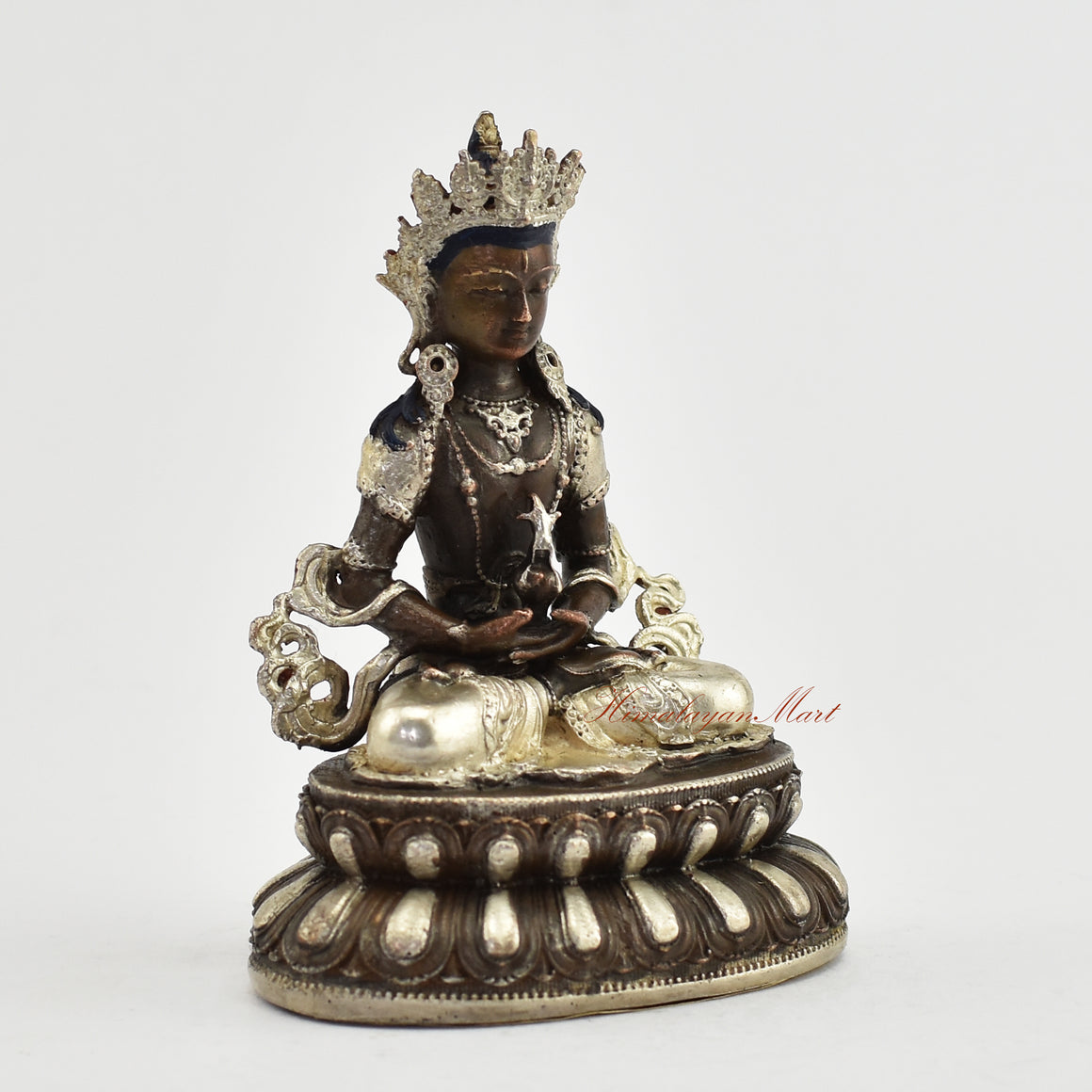 Small Silver-Plated Amitayus Statue Right Detail