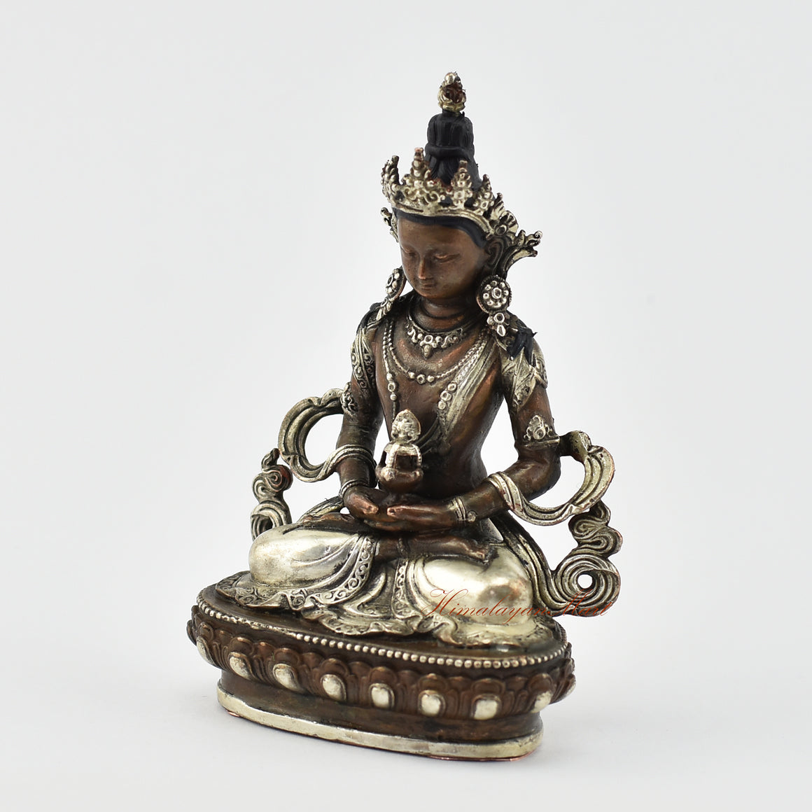 Small Silver-Plated Aparamita Statue Left Detail