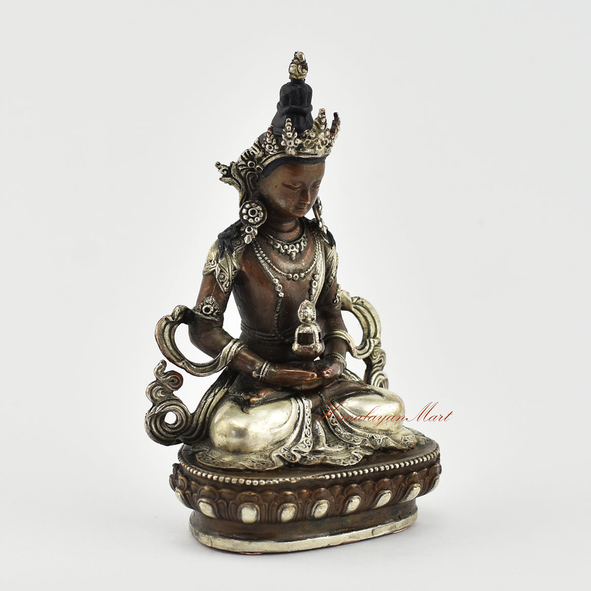 Small Silver-Plated Aparamita Statue Right Detail