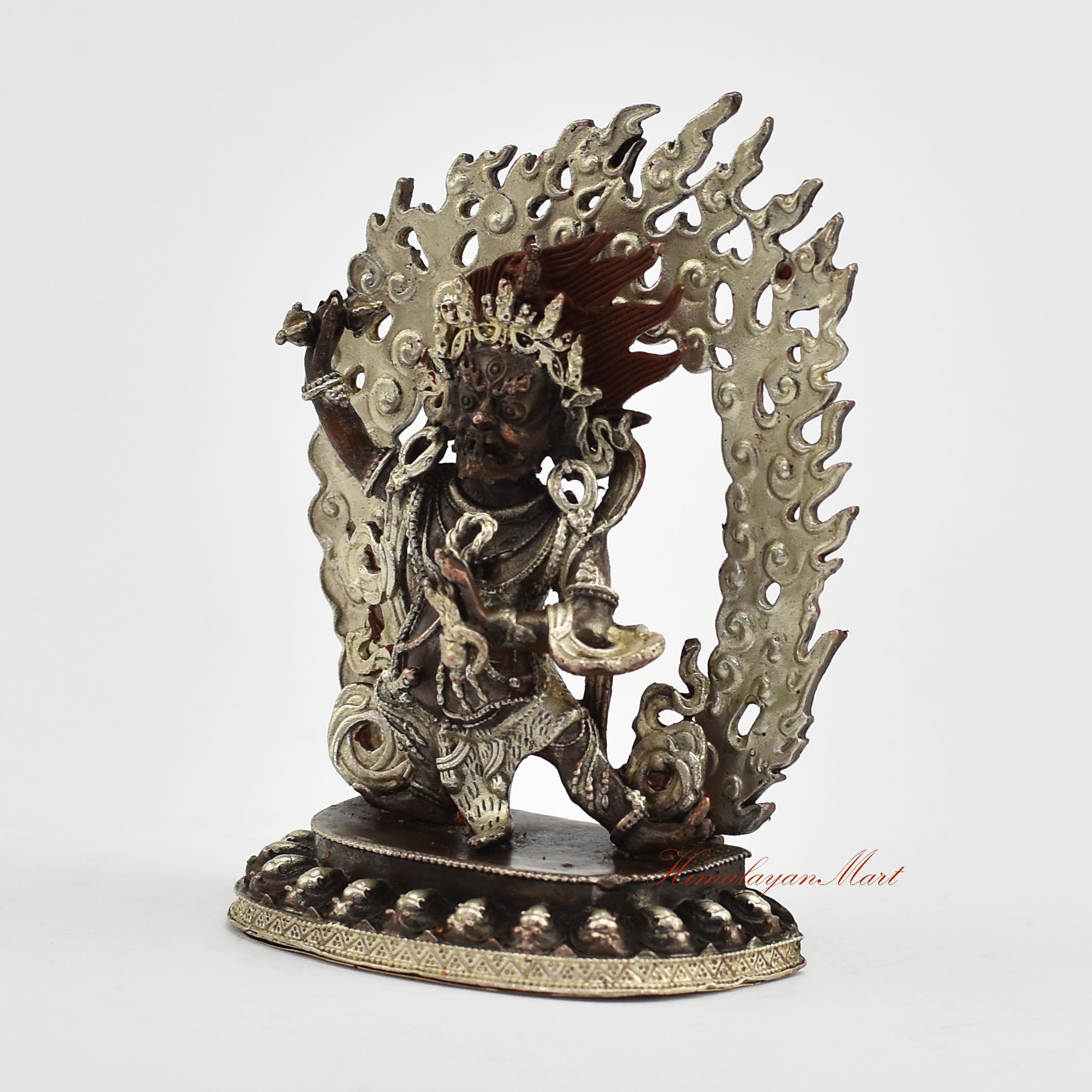 Small Silver-Plated Vajrapani Statue Left Detail