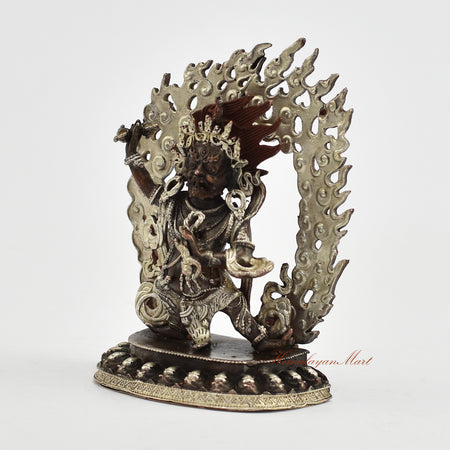 Small Silver-Plated Vajrapani Statue Left Detail