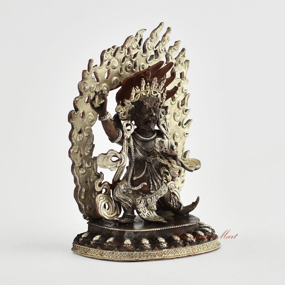 Small Silver-Plated Vajrapani Statue Right Detail