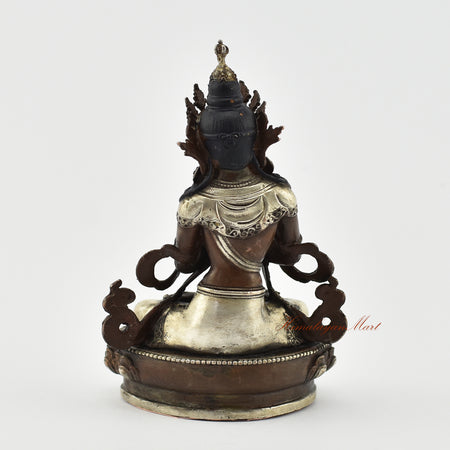 Small Vajradhara Silver-Plated Statue Back Detail