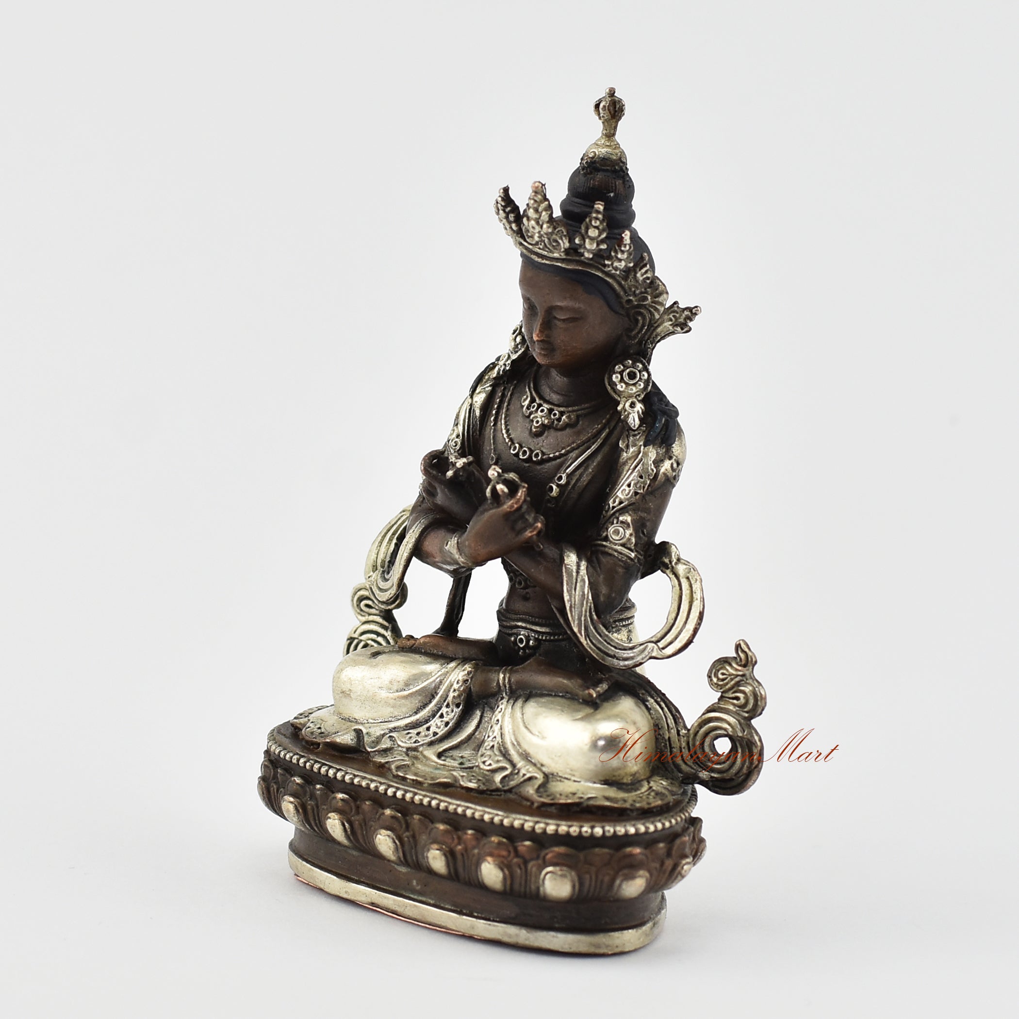 Small Vajradhara Silver-Plated Statue Left Detail