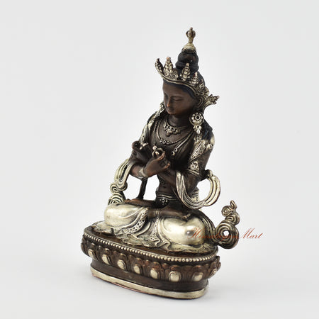 Small Vajradhara Silver-Plated Statue Left Detail