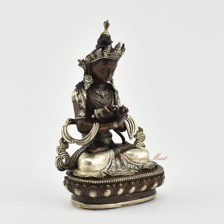 Small Vajradhara Silver-Plated Statue Right Detail