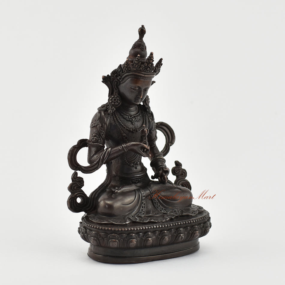 Small Vajrasattva Oxidized Statue Right Detail