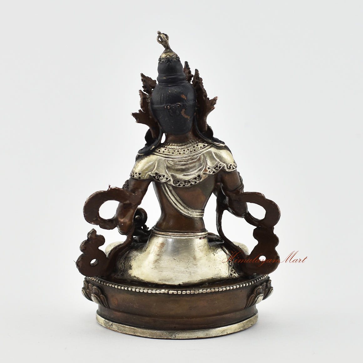 Small Vajrasattva Silver-Plated Statue Back Detail