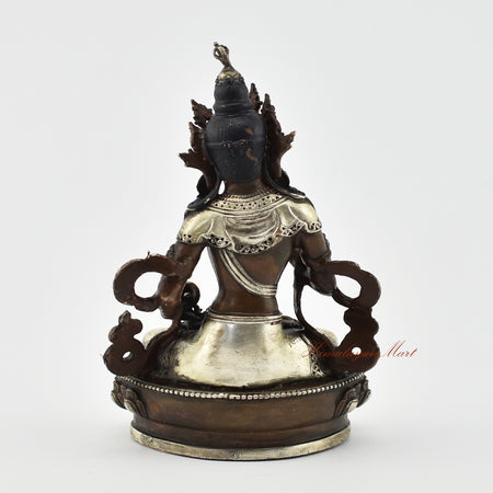 Small Vajrasattva Silver-Plated Statue Back Detail