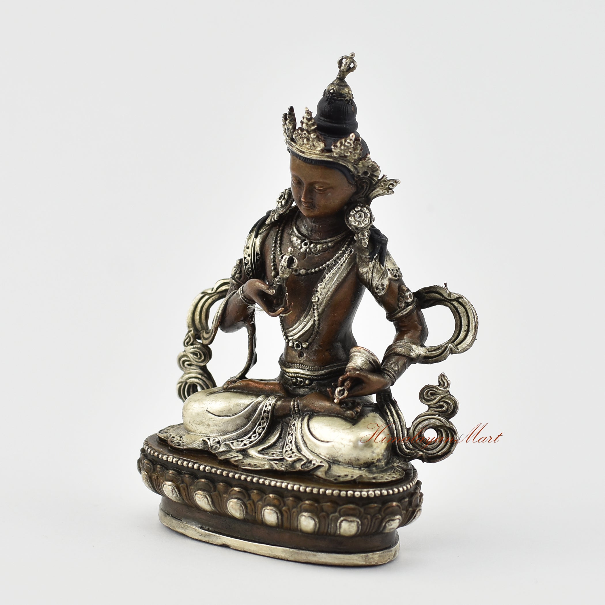 Small Vajrasattva Silver-Plated Statue Left Detail