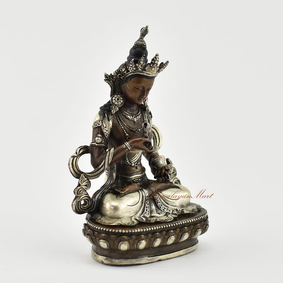 Small Vajrasattva Silver-Plated Statue Right Detail