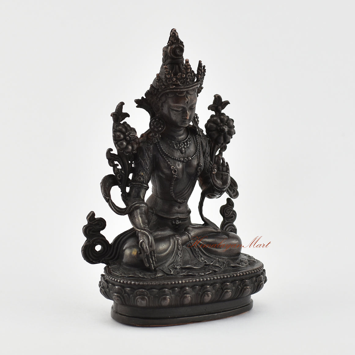 Small White Tara Oxidized Statue Right Detail