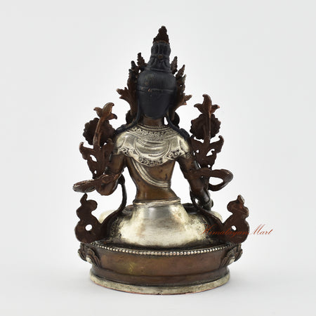 Small White Tara Silver-Plated Statue Back Detail