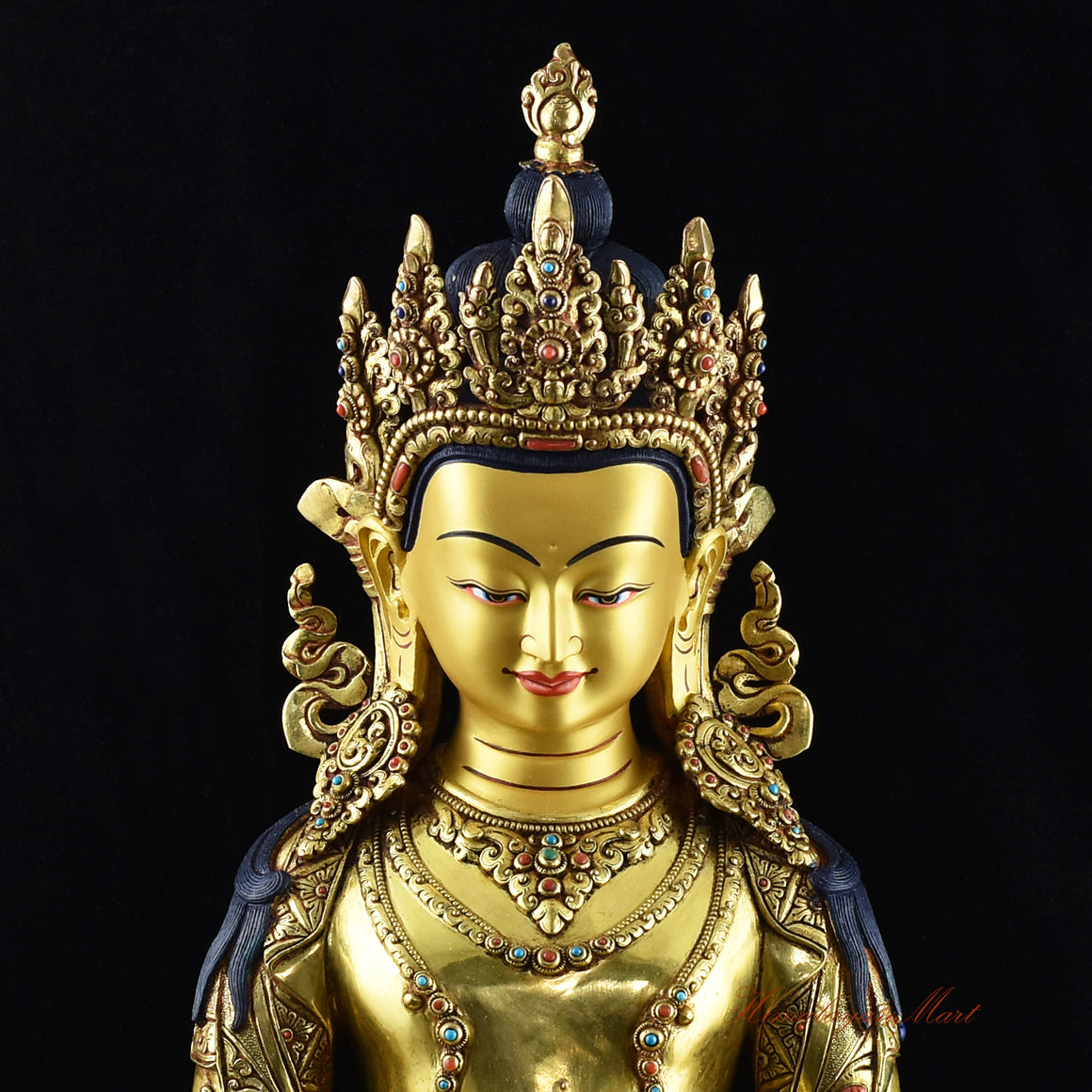 Tibetan Amitayus Buddha Statue Face Details