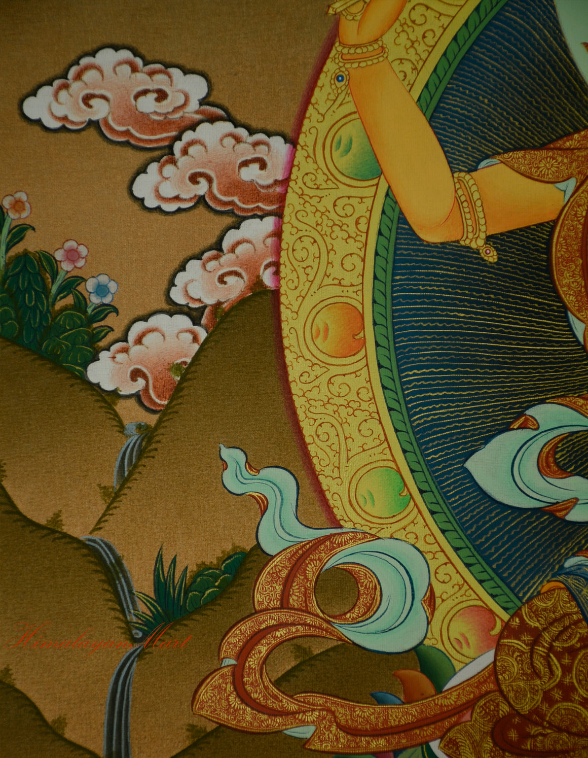 Tibetan Art Painting for Meditation Manjushri Thangka Hand-Painted Left Middle Detail