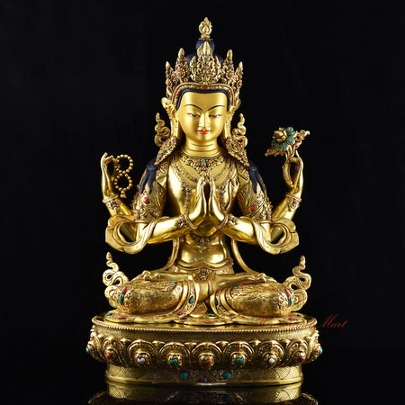 Tibetan Chenrezig Statue | Khadchheri – The Four-Armed Avalokiteshvara