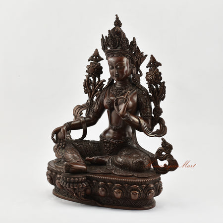 Finely Carved Buddhist Green Tara Statue