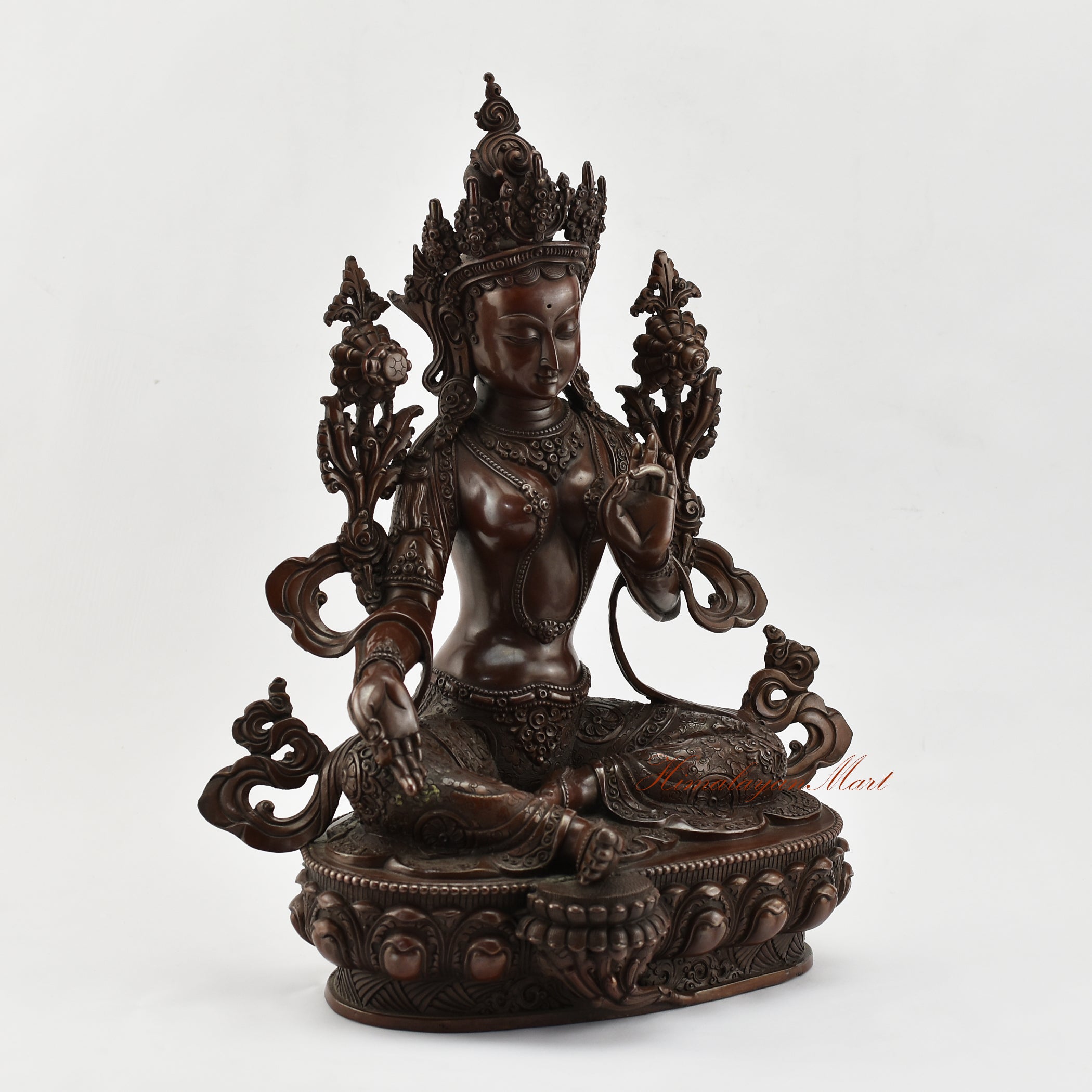 Finely Carved Tibetan Green Tara Statue