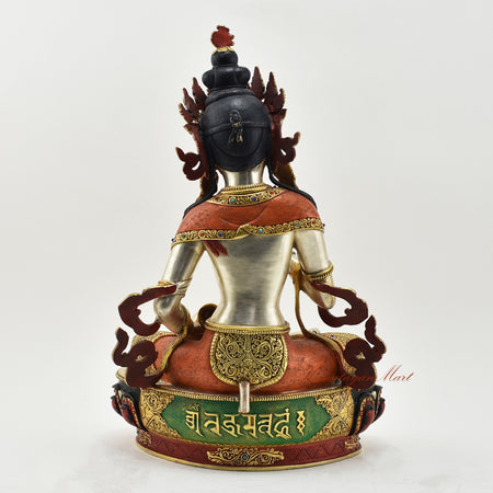 Vajrasattva Hand-Painted Statue Back without Frame Detail