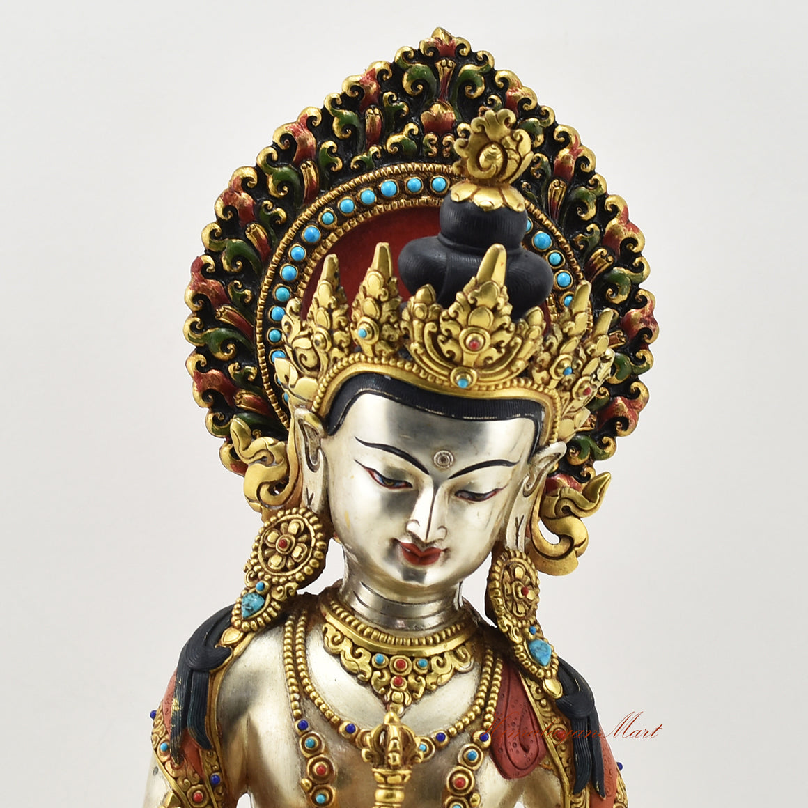 Vajrasattva Hand-Painted Statue Upper Detail